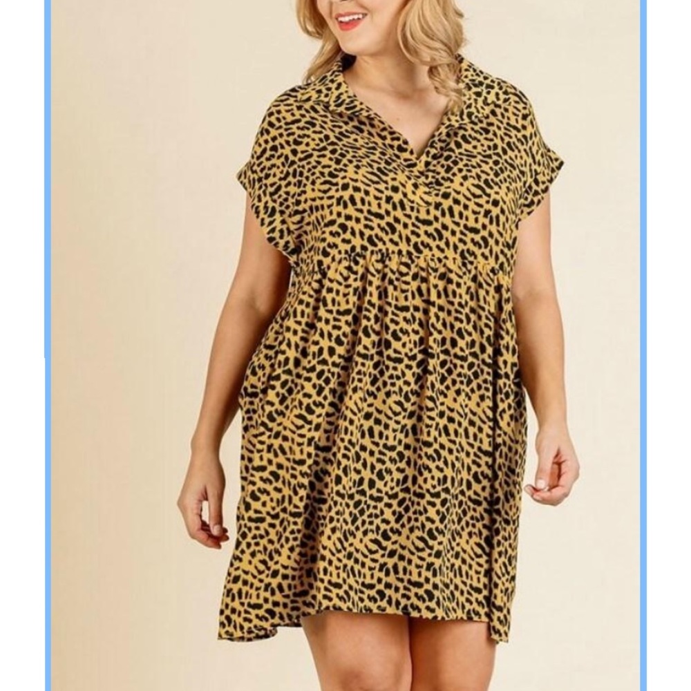 Umgee animal print babydoll tiered dress size 1X